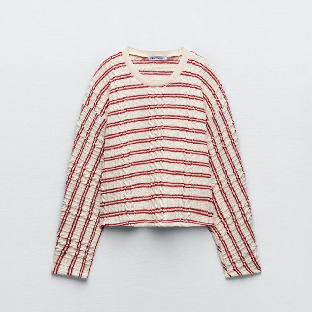 Zara Structured Striped Sweatshirt